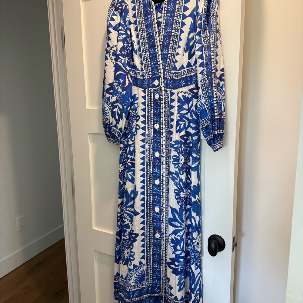 FARM Rio Blue and White Maxi Dress